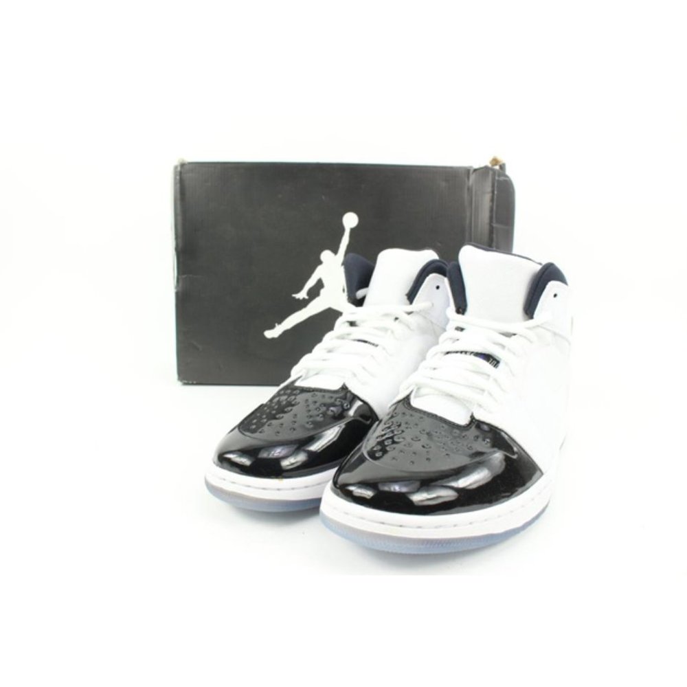 Nike 2013 Mens 12 Black White Concord Mid Air Jordan 1 Retro 95 616369-195 - Picture 2 of 12